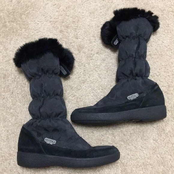 Coach Shoes Coach Theona Black Fur Trimmed Snow Boots Size 6 Poshmark